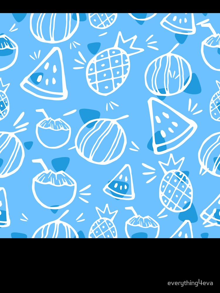 Blue Tropical Fruit Sketches Pattern by everything4eva