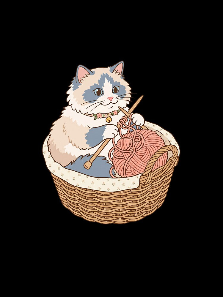 Ragdoll Cat Knitting Society Cute Crochet Yarn Crafting by PictoVibe