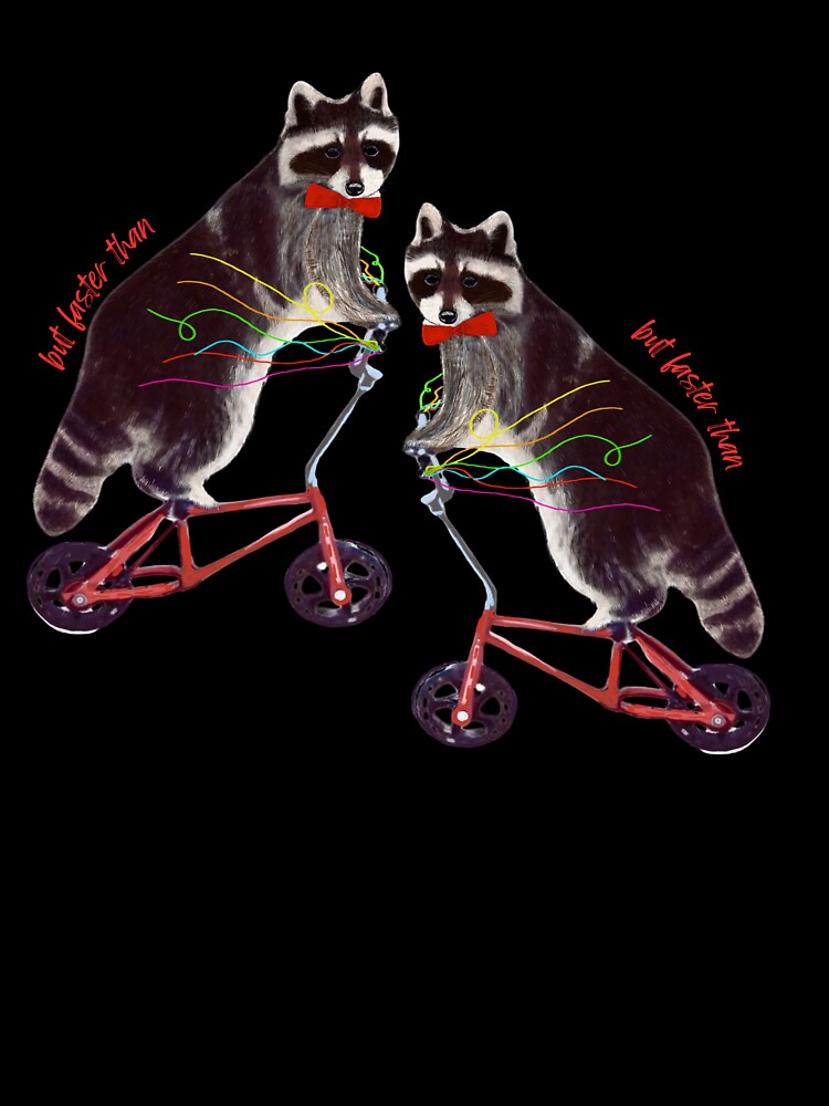 Raccoon on bike - Slow, but faster than standing still by TeddyDuckling