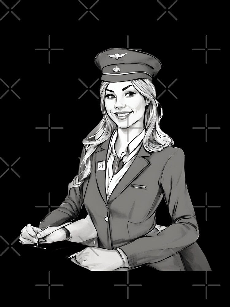 Scandinavian stewardess black and white by Aitrob