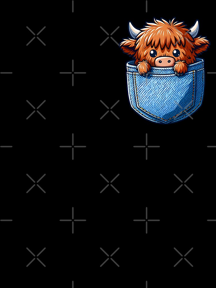 Adorable cute baby Highland Cow in Pocket. Gift idea for highland cow lovers. by Unitepeople