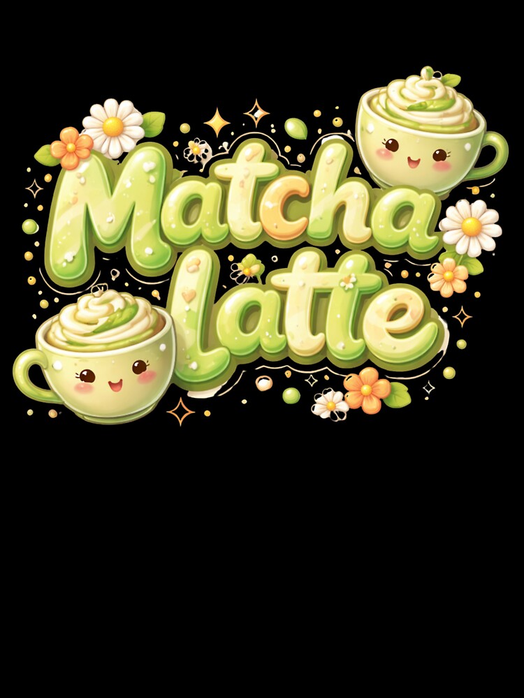 Kawaii Matcha Latte - Cute 3D Green Tea & Floral Aesthetic Art by BrewmarkStudio