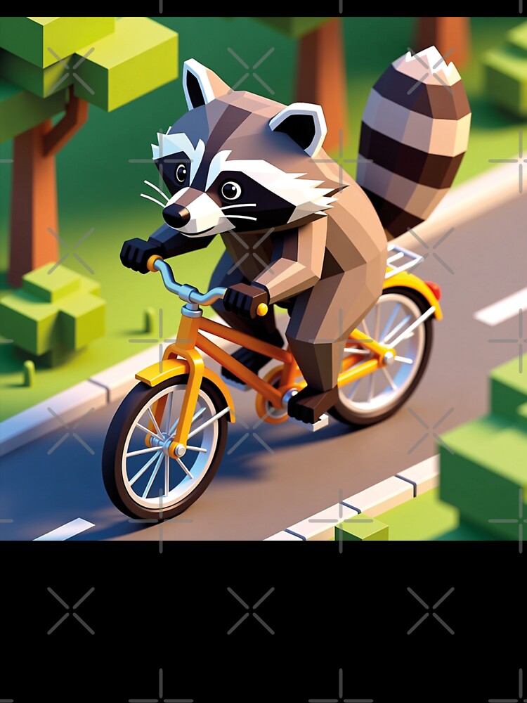 Raccoon on Bicycle – Cute Funny Cycling Animal Cartoon Design by MerlinWear