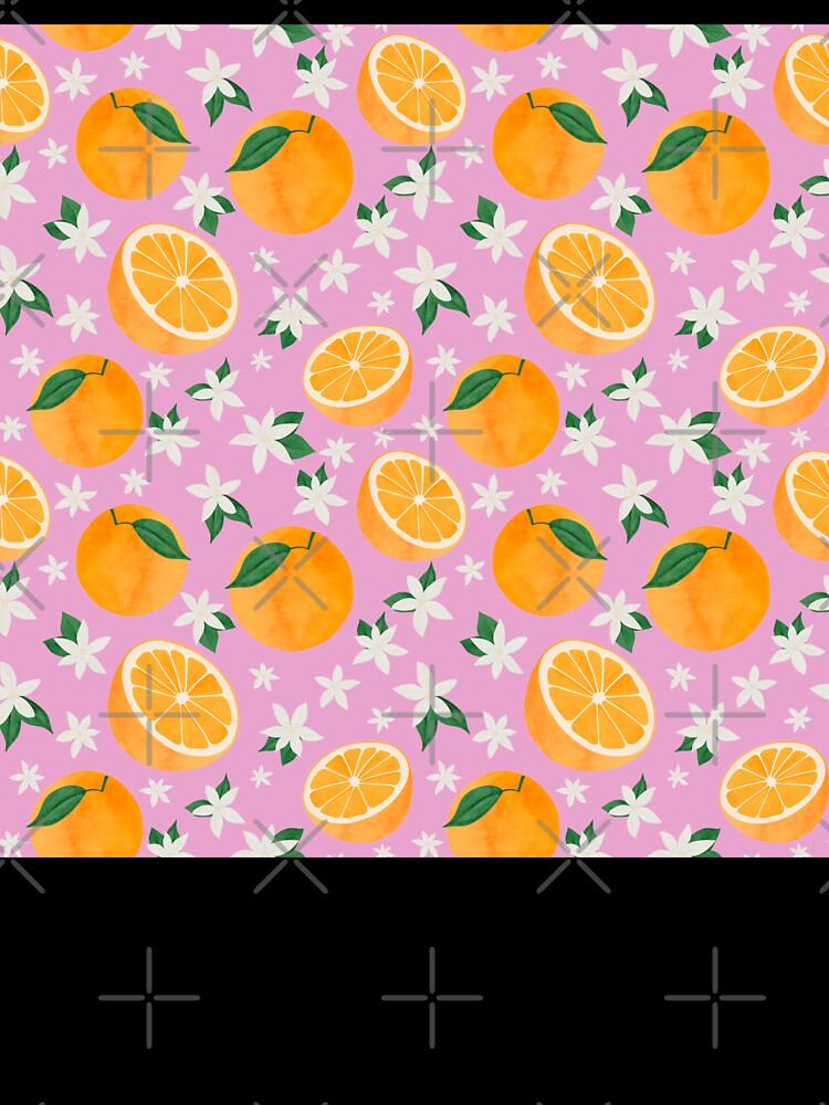 Oranges and Blossoms Pattern | Citrus Fruit on Pink Background | Cute Aesthetic Floral Fruit Design by Pink Mint