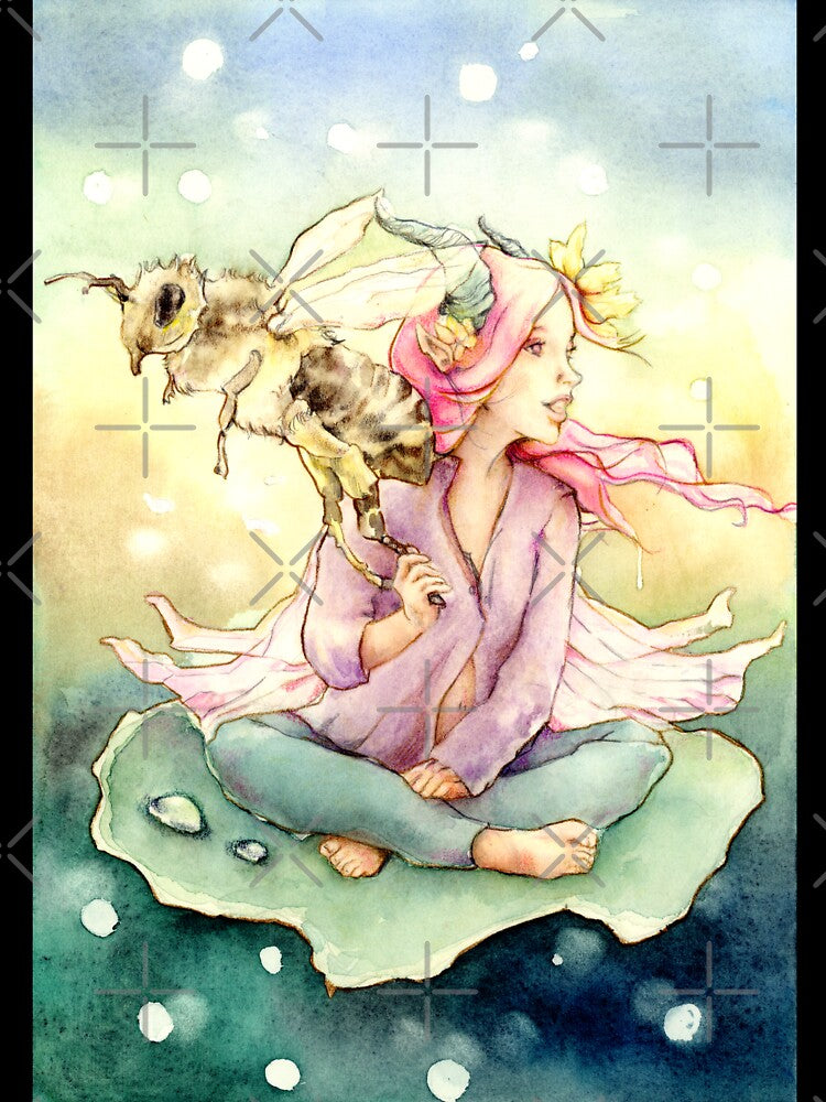 Pastel Colored Fairy With Bee by Miriam Steinau