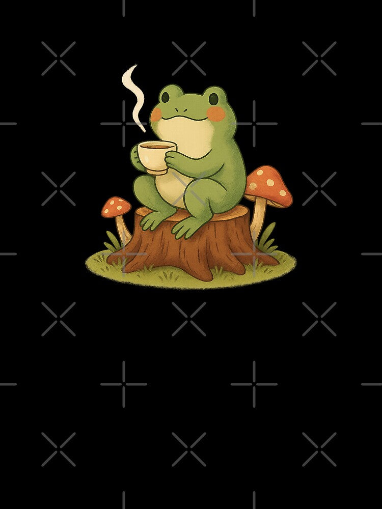 Tea-Drinking Frog on Tree Stump by Miximondo