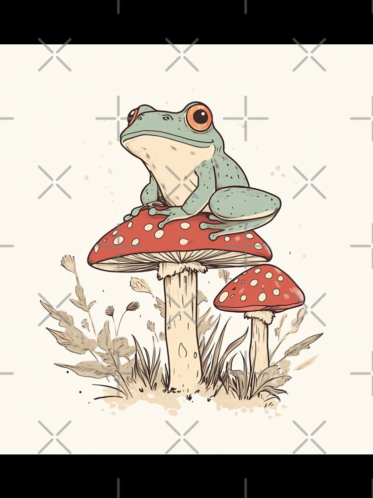 Cute Frog On Mushroom by GrinGalore