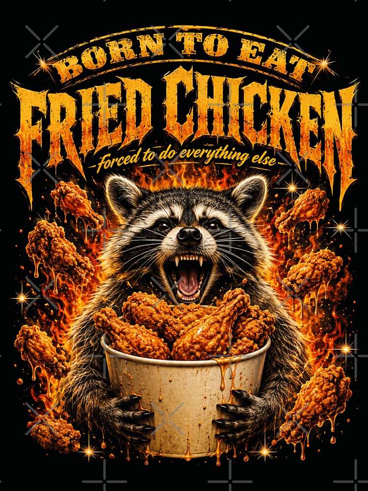 Funny Raccoon Fried Chicken Feast by OceanBandwear