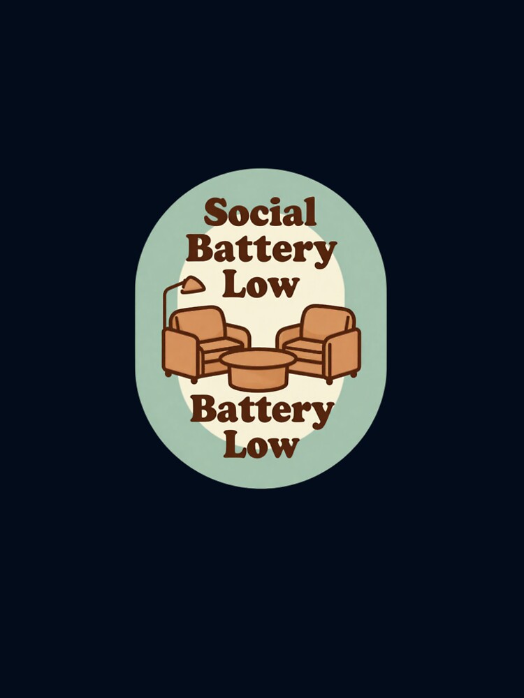 Social Battery Low Minimalist Retro Introvert Humor by ceyhunfd
