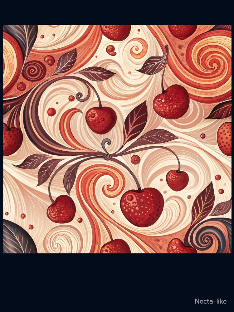 Retro Cherry Swirl Pattern – Vintage Boho Fruit Design in Warm Tones by NoctaHike
