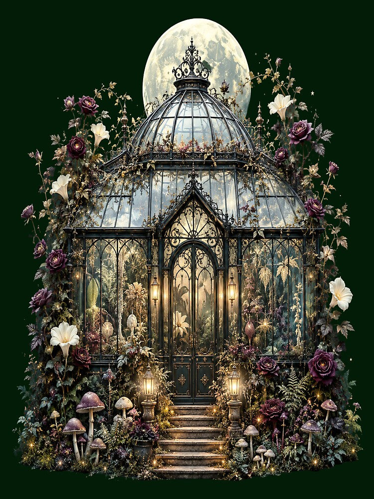 Magical Fairytale Greenhouse Roses Moonlight Garden by SasmitaStudioCo
