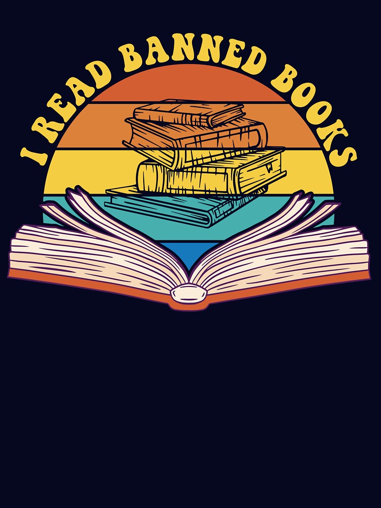 I Read Banned Books Retro Sunset Reader Banned Book Gear by DynamicDesign