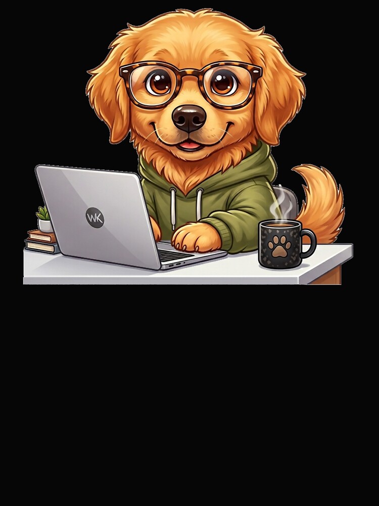 Work From Home Dog – Cute Remote Worker Golden Retriever Laptop Gift by Wild Horizon Studio