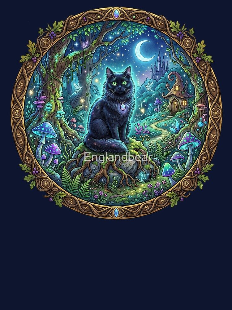 Faecore Forest Shadow Black Cat - Enchanted Woodland Folklore Art by Englandbear