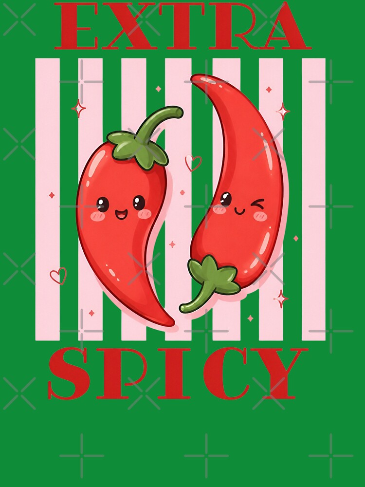 Extra Spicy Retro Cute Kawaii Chili Peppers Funny Food Typography by CoquetteDigitalArt