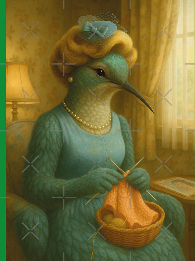 elegant hummingbird, knitting in the living room by Mauswohn