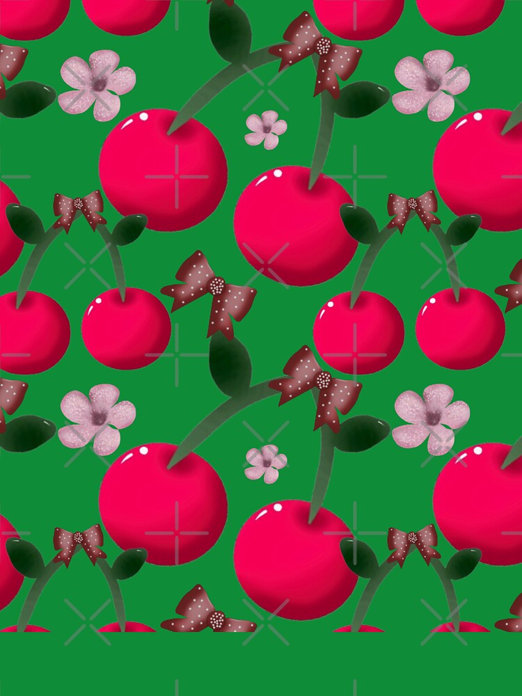 Cute Cherry Pattern, Kawaii Fruit Seamless Design, Aesthetic Pastel Floral Print, Girly Summer Pattern by HopeAndHustle