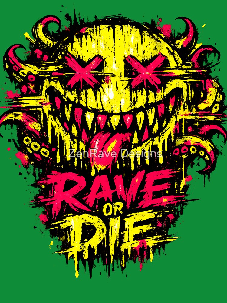 Rave Or Die Acid Skull by  ZenRave Designs
