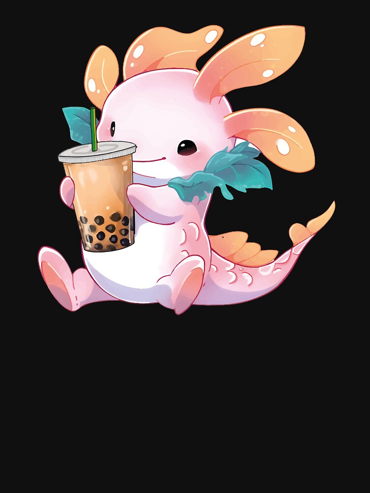 Cute Chilling Axolotl Salamander Drinking Bubble tea by MotivaChic