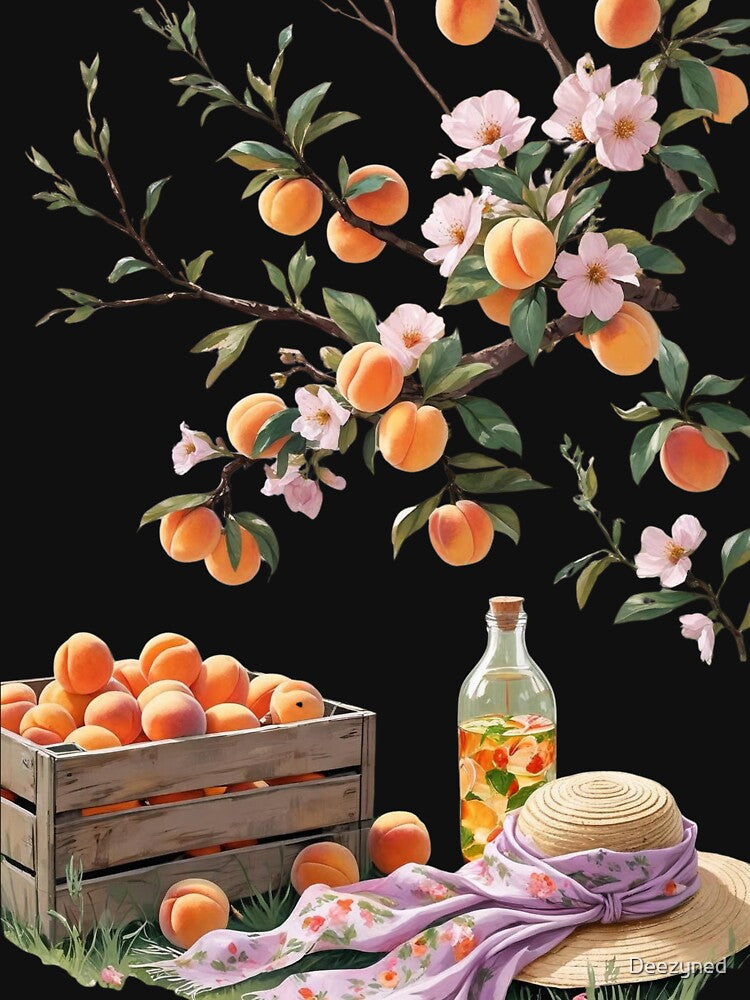 Among the Apricot Trees- A cottagecore picnic scene for slow-living vibes by Deezyned