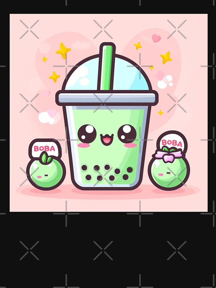 green tea bubble tea with cute little boba friends by SaraDatCool