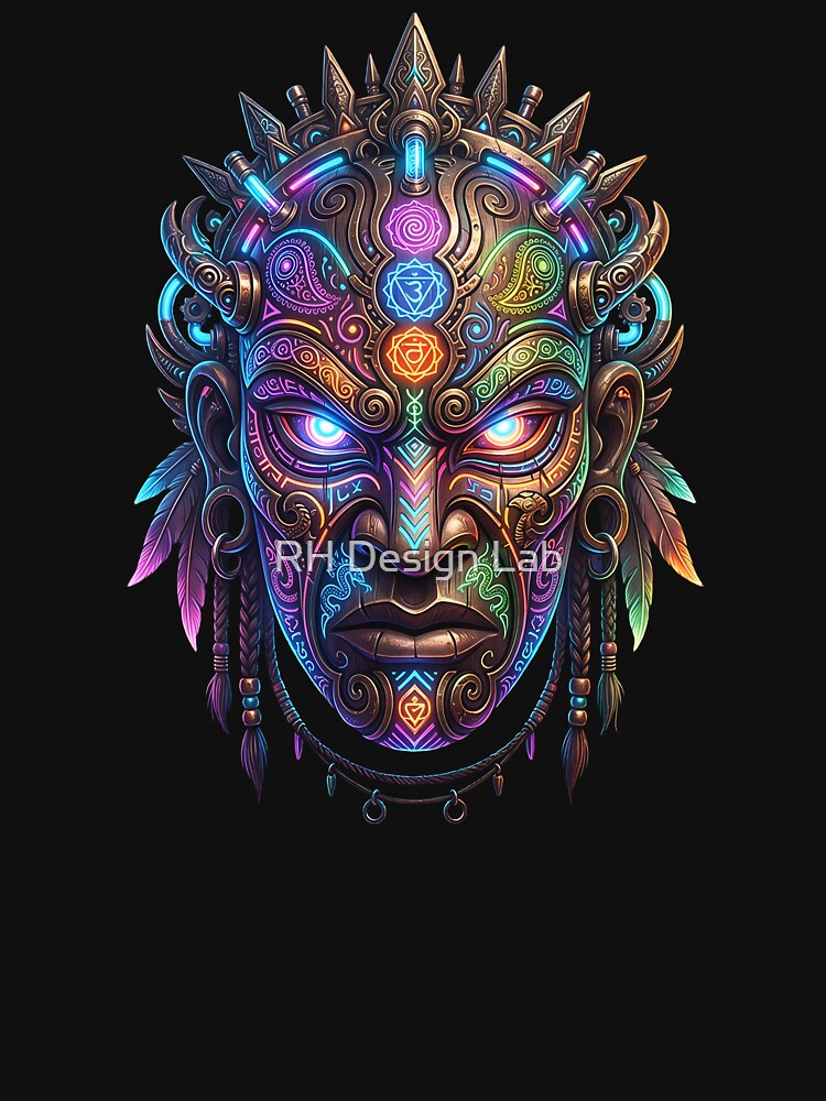 Tribal Psy Mask – Neon Spirit Face by RH Design Lab