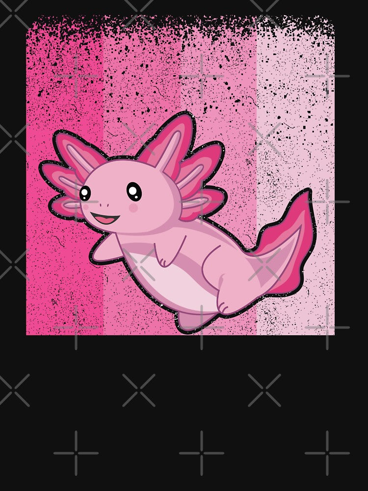 Floating Axolotl Kawaii Pink Axolotl by eternallygifted
