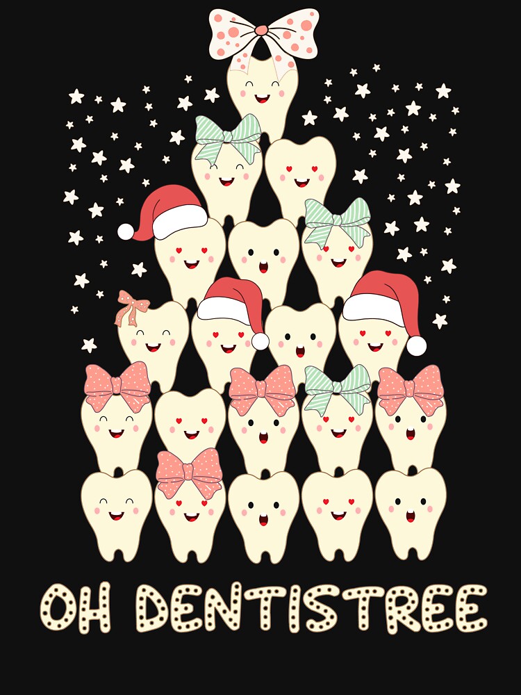 Oh Dentistree Funny Christmas Tree Teeth Dentist Dental T-Shirt by PopWear Studio
