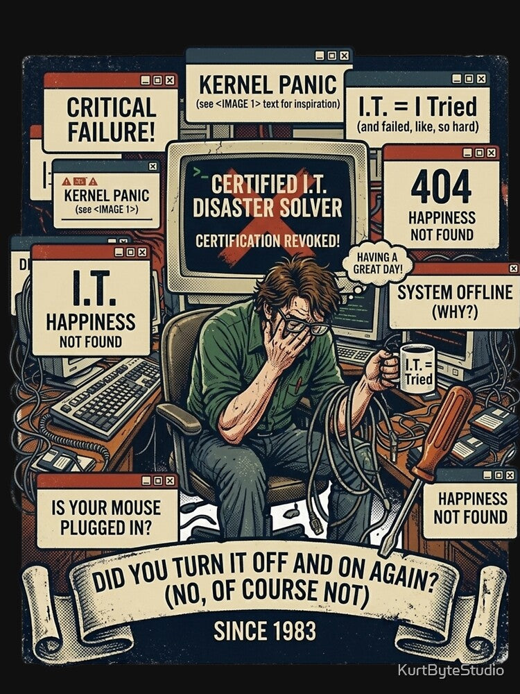 Error 404: Chill Not Found  Vintage IT Humor by KurtByteStudio