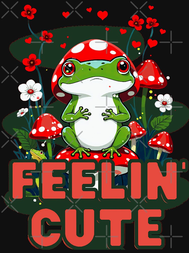 Feelin Cute' Frog On Mushroom Design by FocusedPatterns