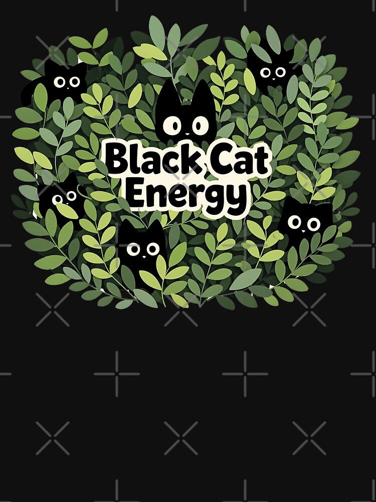 Peeking Void Cats in Green Indoor Jungle, Cute Cozy Japandi Plant Parent & Black Cat Energy Pattern by CharmedVille