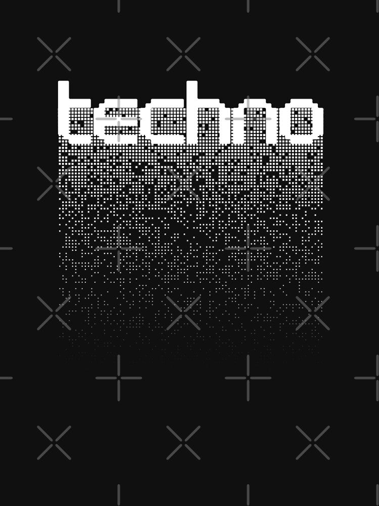 Techno Music Fading Pixels (White) by MusicMerchLab