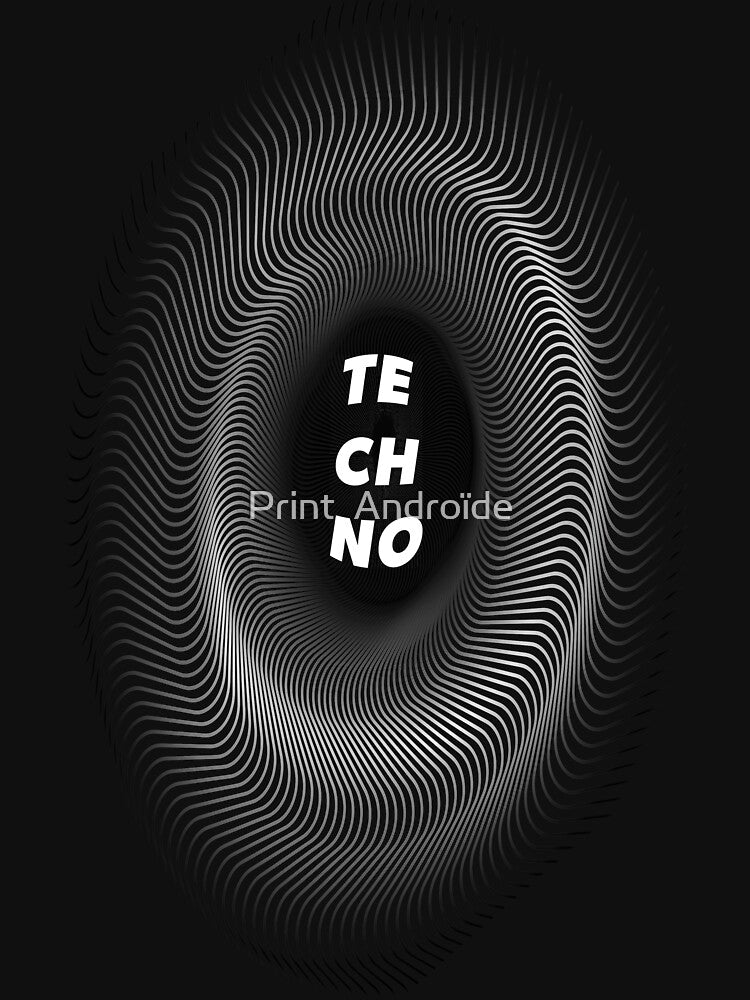 Geometric Techno Lines - abstract & trippy optical illusion for DJ, raver by Print  Androïde