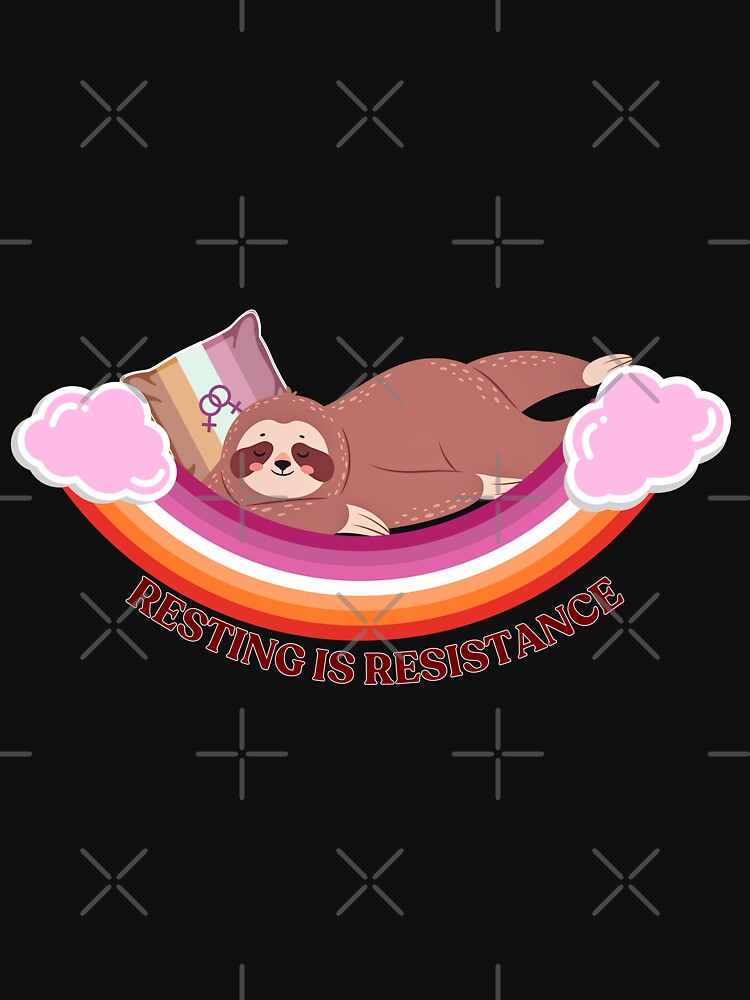 Resting Is Resistance Lesbian Sloth Sticker Sapphic Pride Gift WLW Art by SapphosWeave
