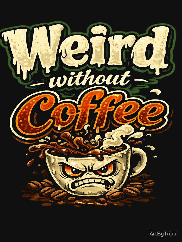 Funny Coffee Lover Sticker – Weird Without Coffee Meme Quote Cute Caffeine Addict Gift by ArtByTripti