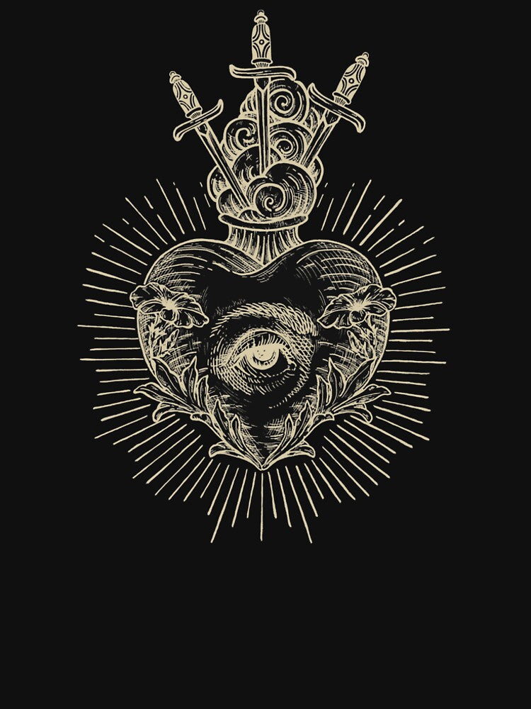 3 of Swords - Tarot Etching Drawing - Version 2 by Arcane Orchid