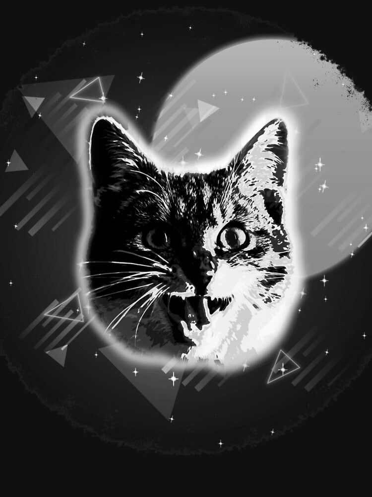 Cat Face Shirt Trippy Rave Disco Neon 80s Retro Kitten Tee by cgocgy