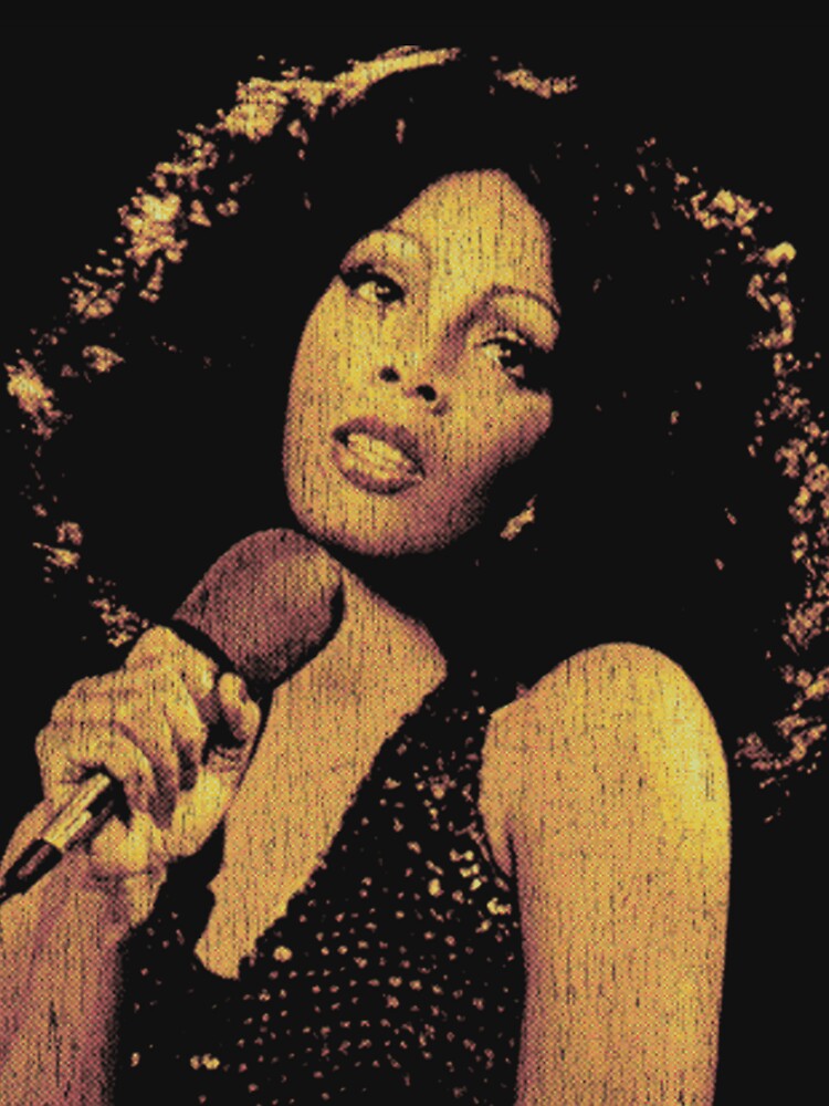 Golden Donna Summer Microphone Portrait Design For Disco Fans, Gift For 70s Music Lovers by LindaERiley
