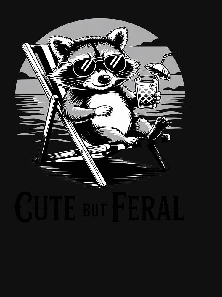 Womens Raccoon Cute But Feral Funny Summer Design For Girls, Women by katherintration