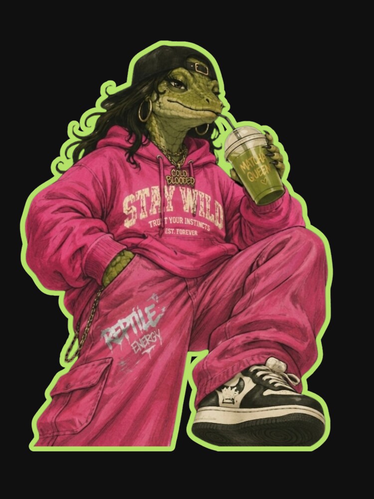 Full Body Matcha Girlie Reptile in Streetwear Aesthetic Design by Mohtarma Designs