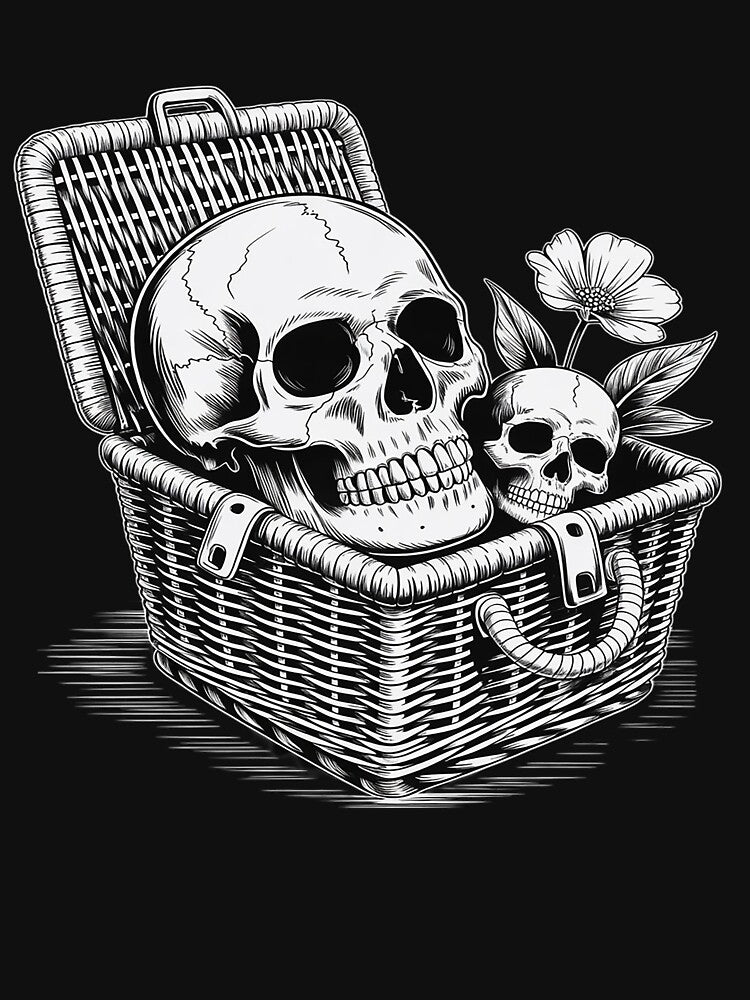 Skull in a Wicker Picnic Basket Cottagecore Gothic Emo by skanderio