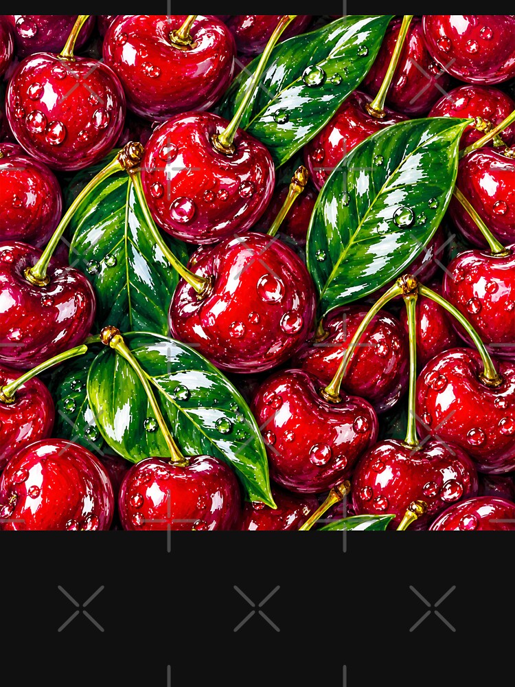 Juicy Red Cherry Fruit Pattern Print by DjFreeq