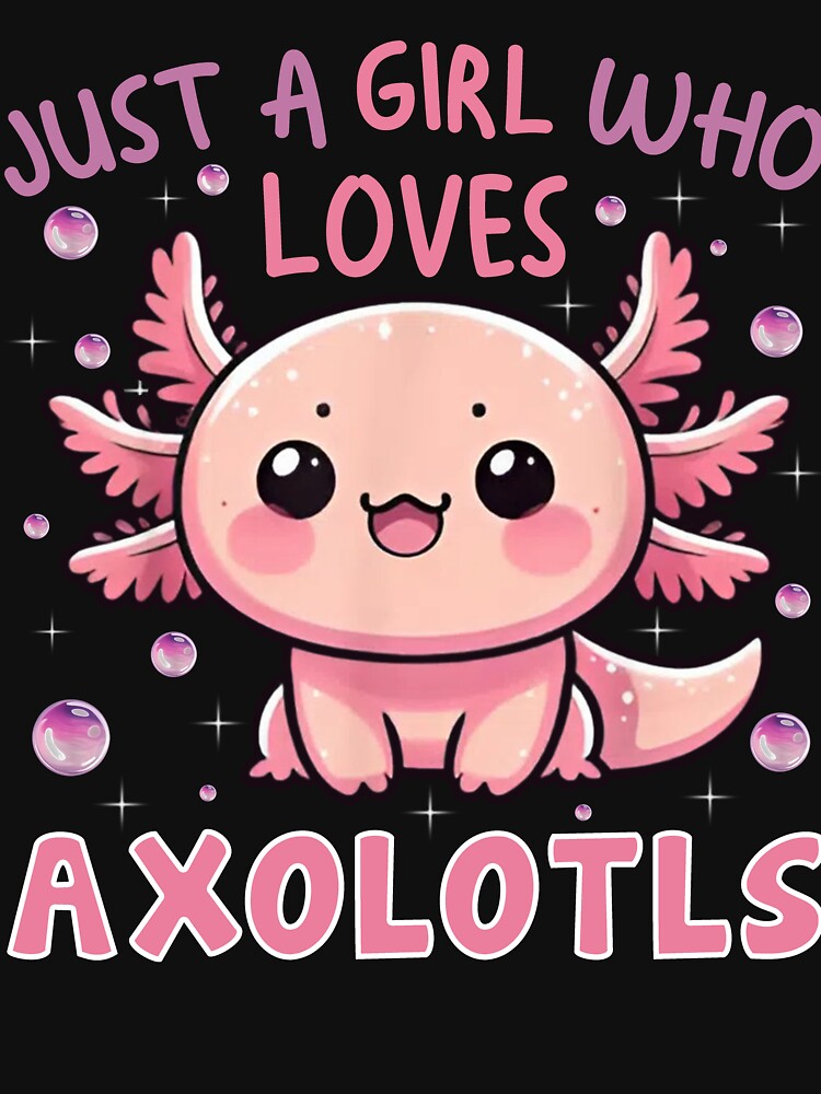 Cute Pink Axolotl Girl T-Shirt by LarryMBrown