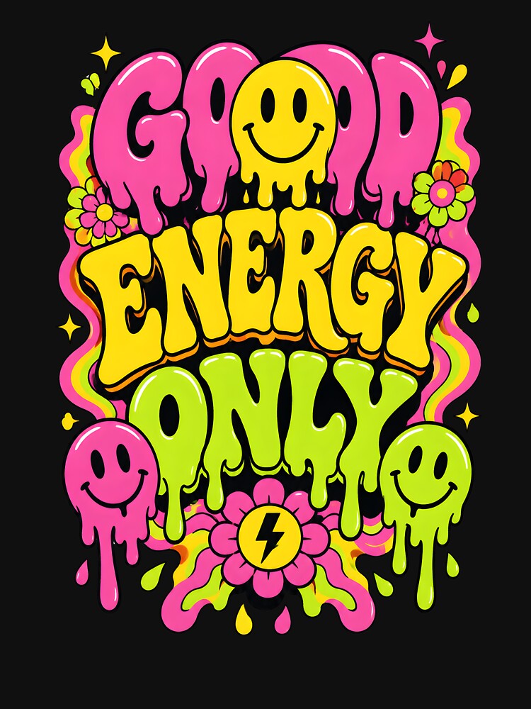 Good Energy Only Trippy Melting Smiling Face by Mr Lee