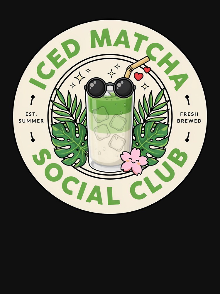 Iced Matcha Social Club – Cute Summer Matcha Latte Lover Aesthetic Design by ArcticFoxStudio