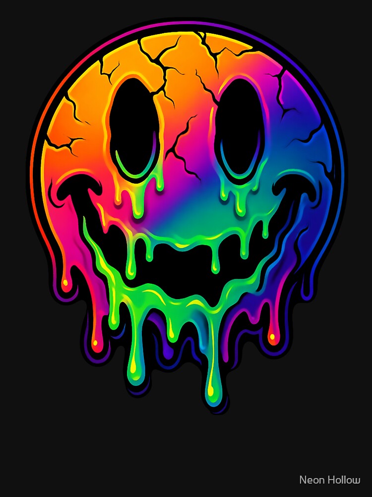 Melting Horror Rave Smiley | Neon Drip Acid Face by Neon Hollow