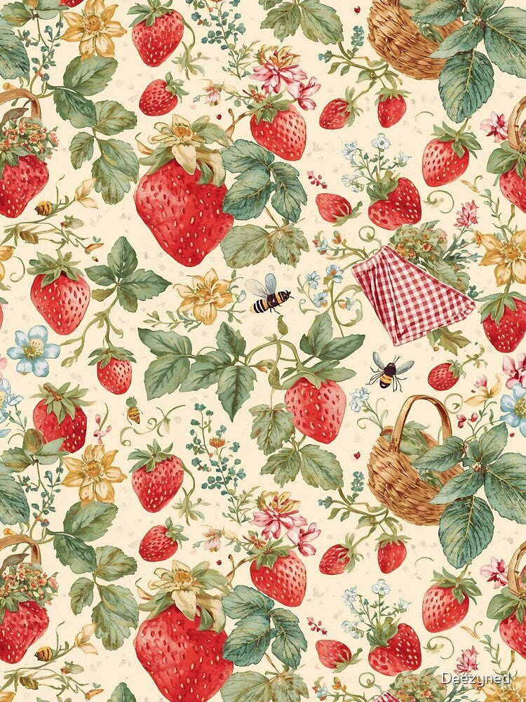 Strawberry Fields – Whimsical Cottagecore Pattern by Deezyned