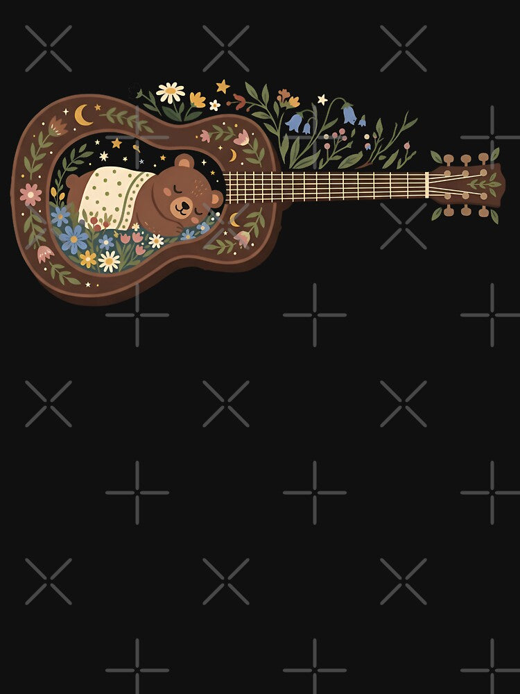 Sleeping Bear Guitar Folk Music - Cottagecore Floral Acoustic by Zazz Lee