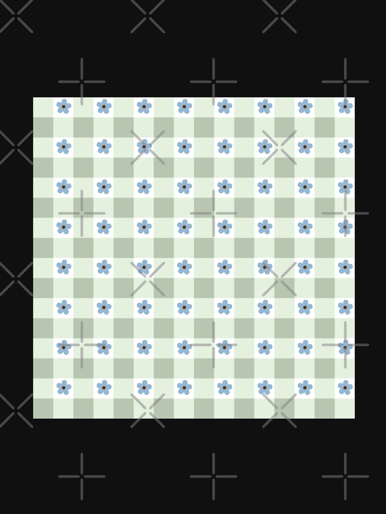 Sage Green Gingham Flower Pattern by Zaya_art