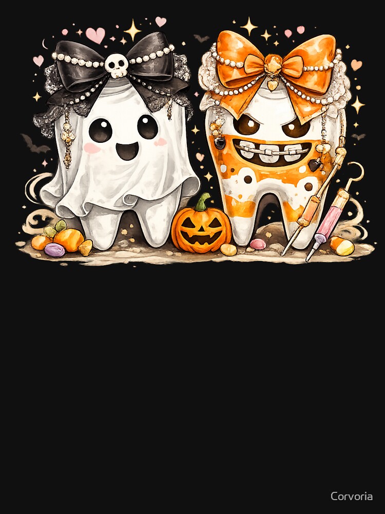 Coquette Halloween Dentist Gift Cute Teeth Art by Corvoria